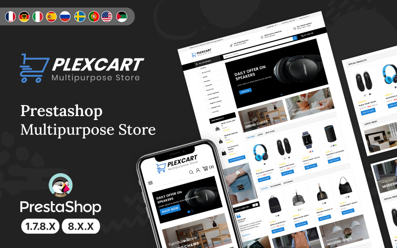 Plexcart电子超级商店prestashop主题
