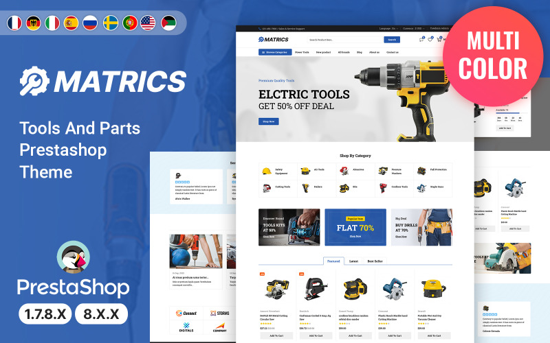Matrics - Tema de PrestaShop para herramientas y equipos eléctricos