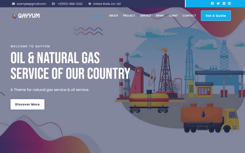 Qayyum - Oil & Gas Service HTML5 Bootstrap着陆页主题