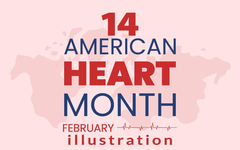 14 amerikai szív hónap illusztráció