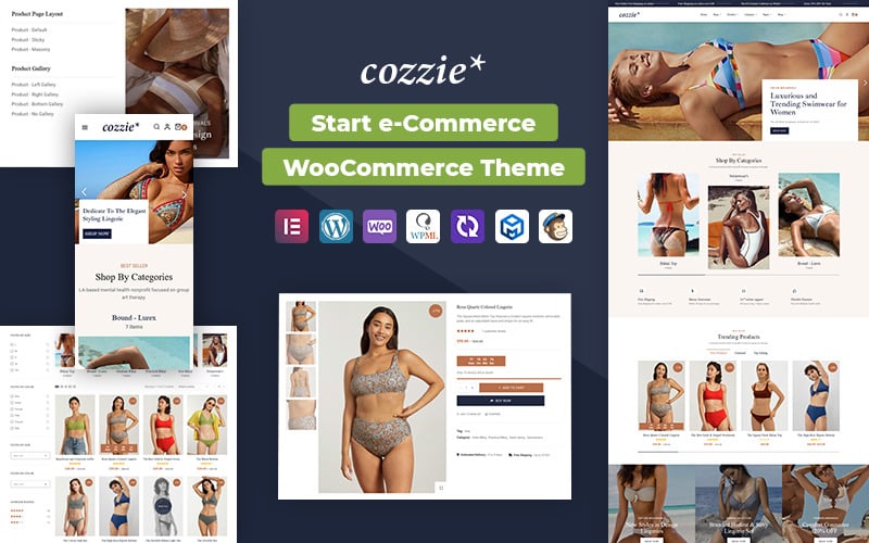 Cozzie -适用于比基尼、泳装和内衣的WooCommerce适应性主题