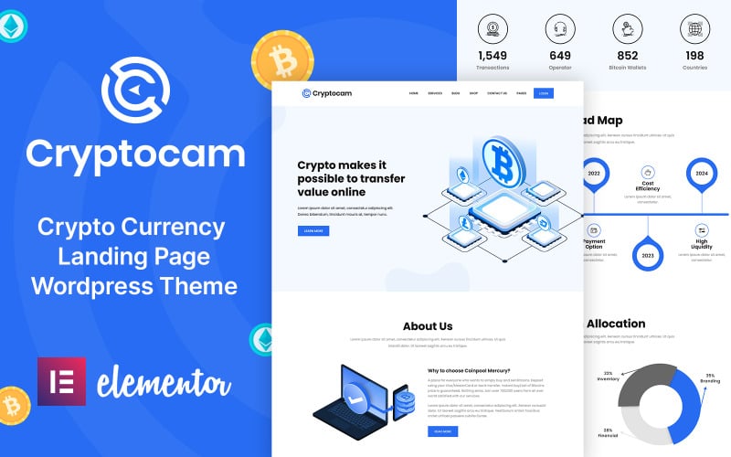 CryptoCam - Kryptowaluta i finanse Motyw WordPress