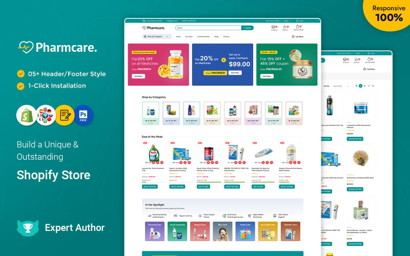 Pharmcare - Tema responsivo da Shopify para loja de saúde e medicamentos