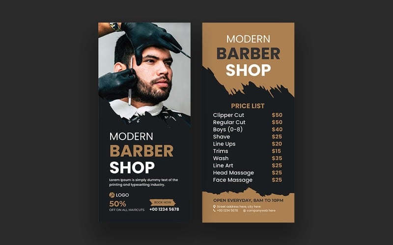 Beauty Salon Barbershop Dl Flyer Template