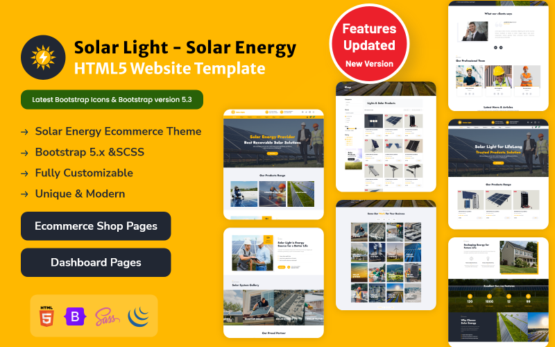太阳能灯-太阳能HTML5网站模板