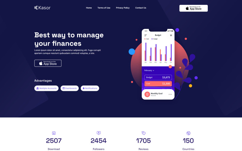 Kasor - Szablon strony internetowej aplikacji Finanse