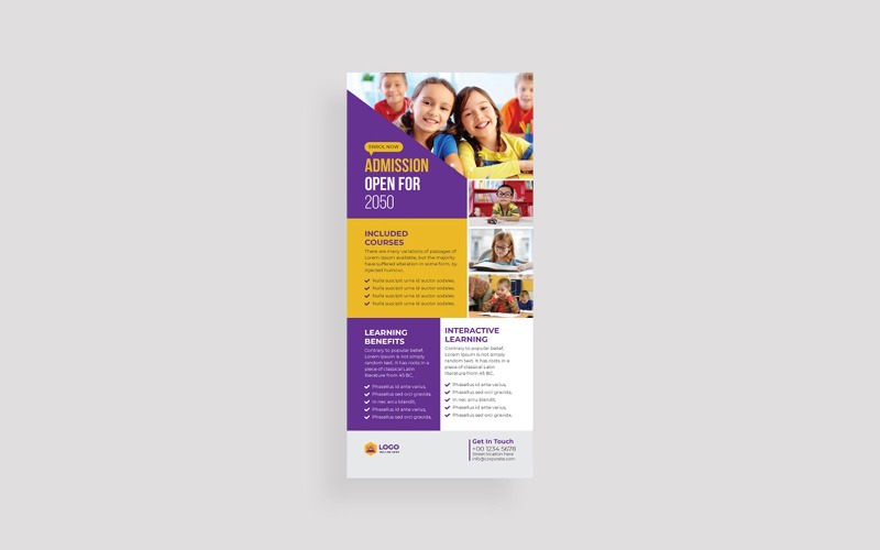 Kids School Admission Rack Card Template