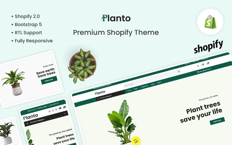 Planto - Responsives E-Commerce-Shopify-Theme für Pflanzen und Bäume