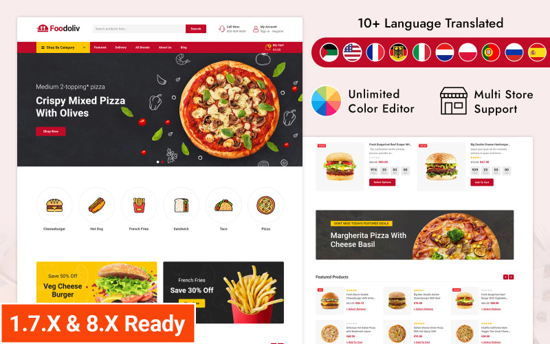 Foodoliv - Responsive Theme für Fast-Food-Restaurants in Prestashop