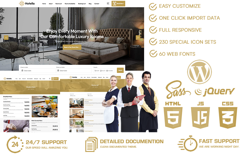 Hotella - Hotel & accommodatie & reservering WordPress-thema