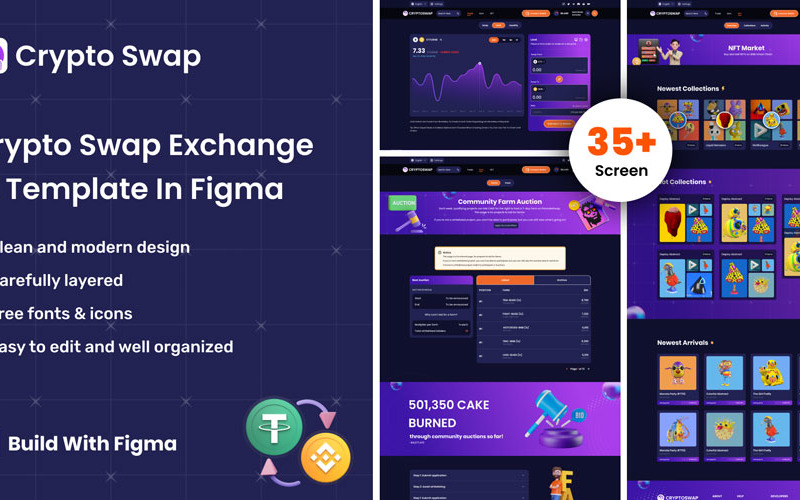 Комплект пользовательского интерфейса Crypto Swap Exchange | Фигма