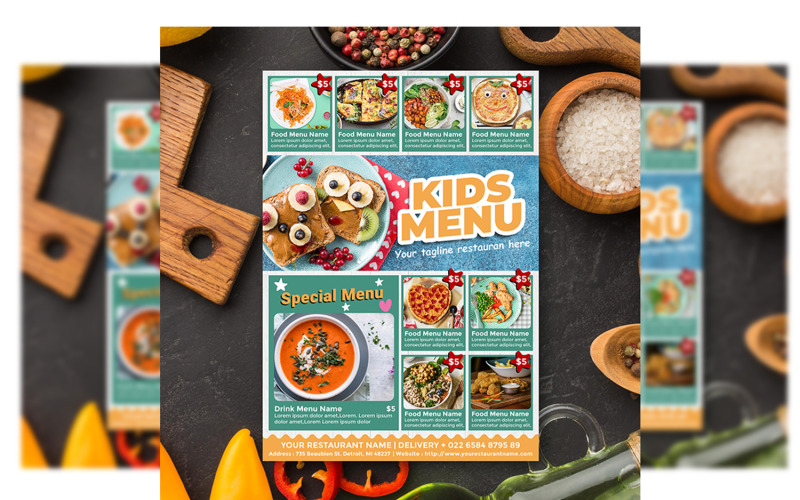 Mod Le De Flyer De Conception De Menus Pour Enfants