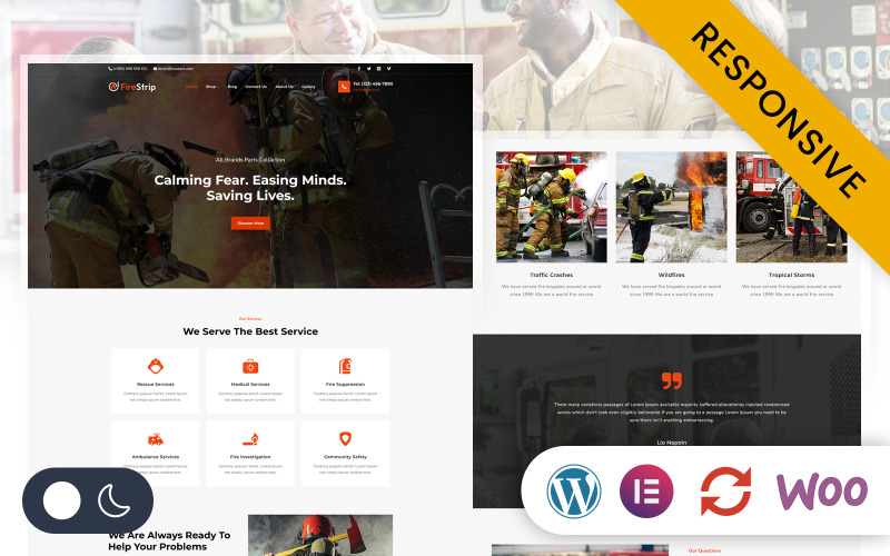 Firestrip – Адаптивна тема WordPress Fire Department and Security Business Elementor