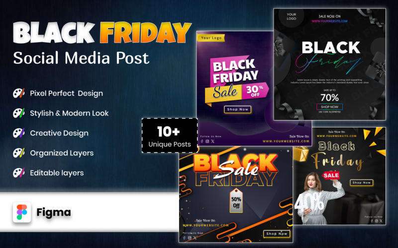 黑色星期五销售-社会媒体后设计模板