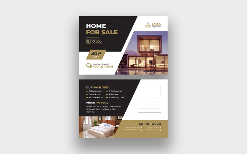 Moderne Immobilien Home Postkarten-Design-Vorlage