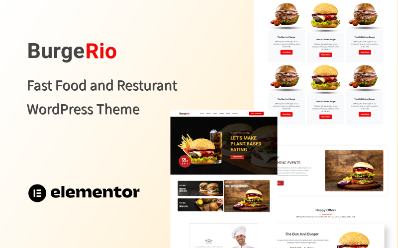Burger - Tema WordPress di una pagina per fast food e ristorante