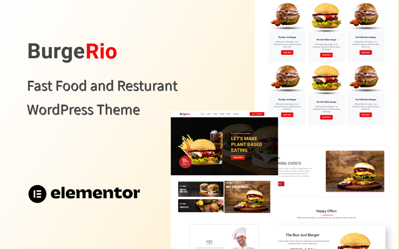 Burger - Thème WordPress d'une page pour restauration rapide et restaurant