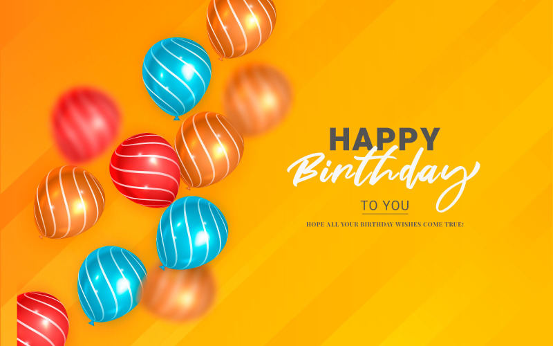 生日快乐，祝贺横幅设计与气球和派对假期的概念