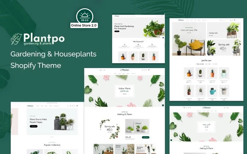 Plantpo - Gardening & 室内植物Shopify主题