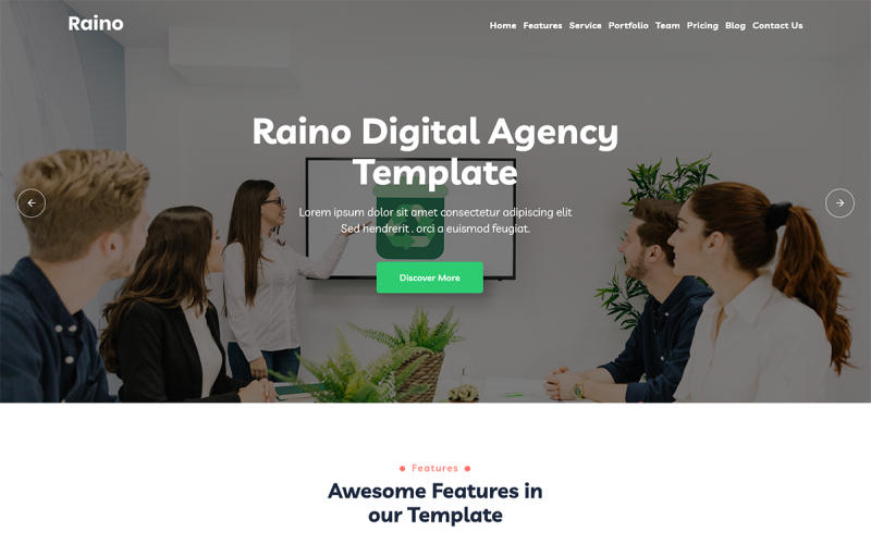 Raino - Digital Agency React Landing Page Mall