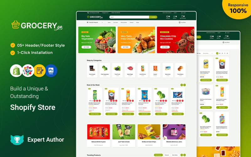 Grocerygo – Élelmiszer- és élelmiszerboltok többcélú érzékeny Shopify áruház