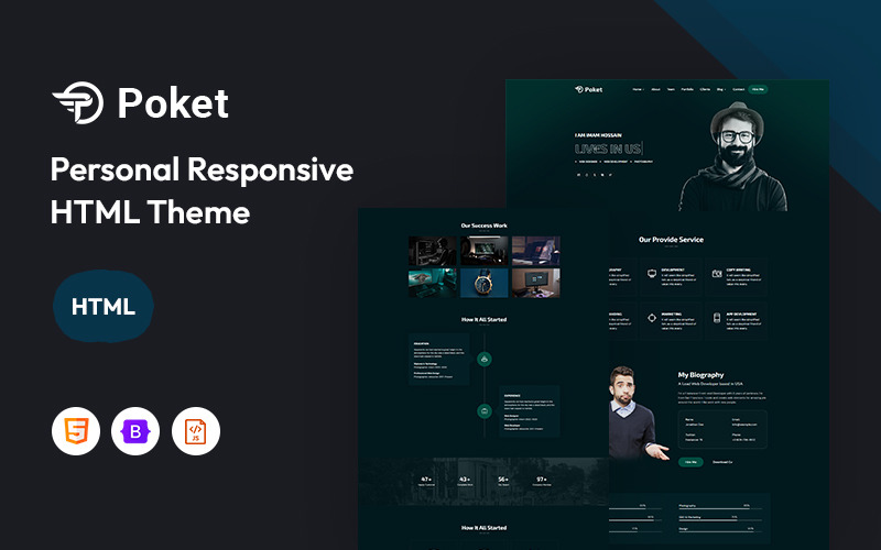 Poket – Kişisel Portföy Duyarlı Web Sitesi Şablonu