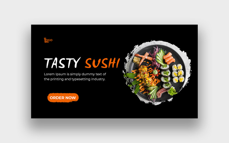 Diseño de miniaturas de YouTube de comida de sushi