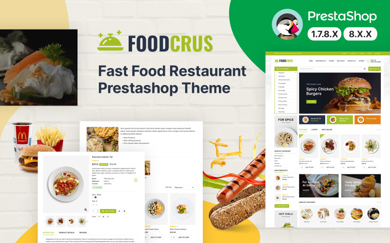 FoodCrus -食品和餐厅prestshop主题
