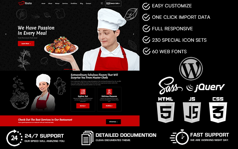 Resta - Restaurang WordPress-tema