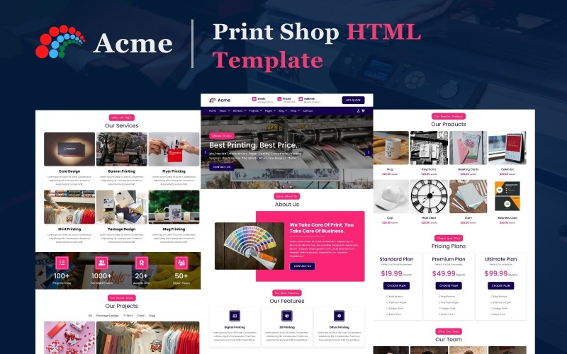 Acme – šablona webu HTML5 Print Shop