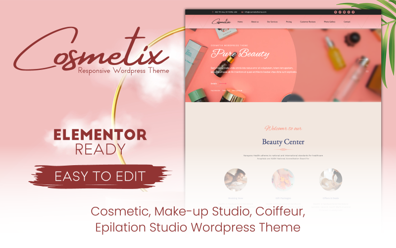 Cosmetix - Cosmétique, Studio de Maquillage, Thème Wordpress pour Coiffeur Femme