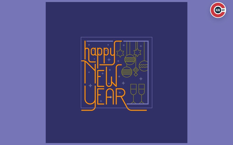 happy new year text art work for social media post design模板- 00009