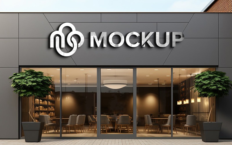 Gebouw gevel Logo Mockup