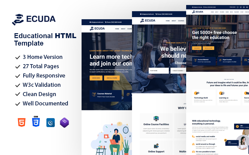 Ecuda - Utbildning & onlinekurser HTML-mall