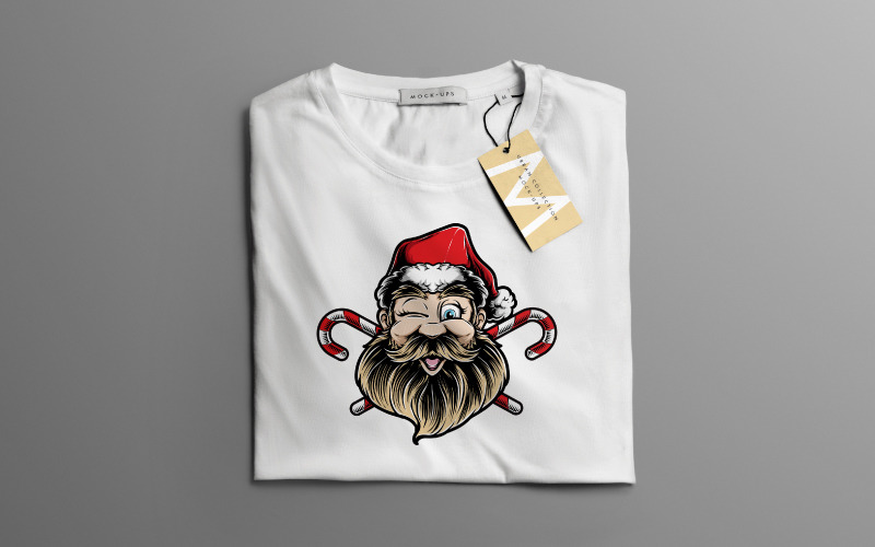 zwinkerndes Weihnachtsmann-Kopf-T-Shirt