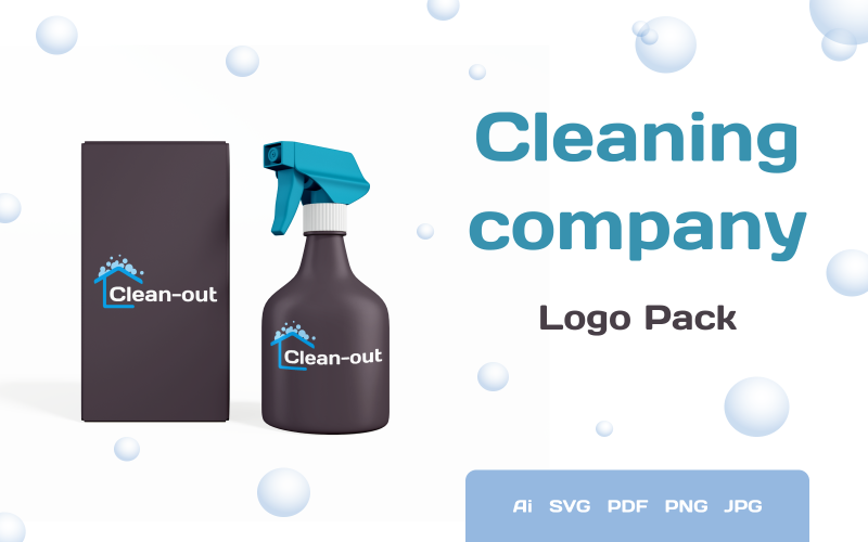 清洁-清洁公司极简主义清洁房屋标志模板