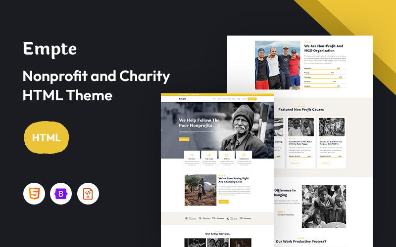 Empte – Schlechte Website-Vorlage für gemeinnützige und wohltätige Zwecke