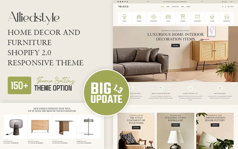 Alliedstyle – Nábytek a interiérové dekorace Víceúčelový Shopify 2.0 responzivní motiv