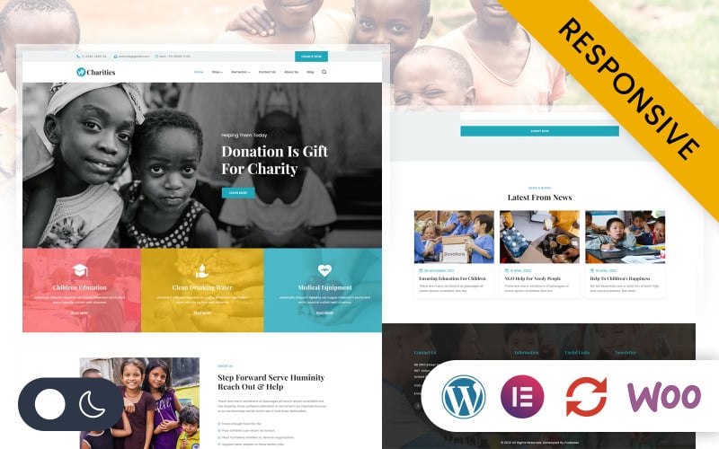 Beneficenza - Raccolta fondi senza scopo di lucro Elementor WordPress Responsive Theme