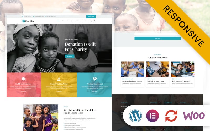 Charities - Charity NonProfit Bağış Toplama Elementor WordPress Teması