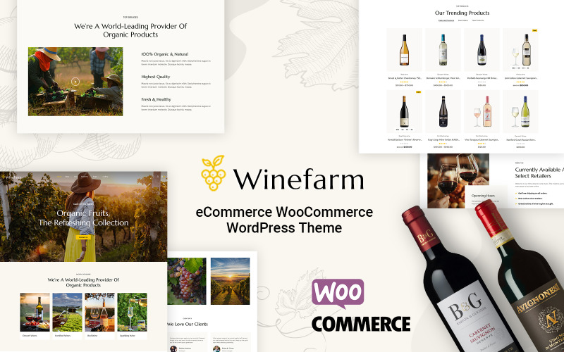 WineFarm - Şarap Mağazası ve İçecekler Elementor WooCommerce Teması