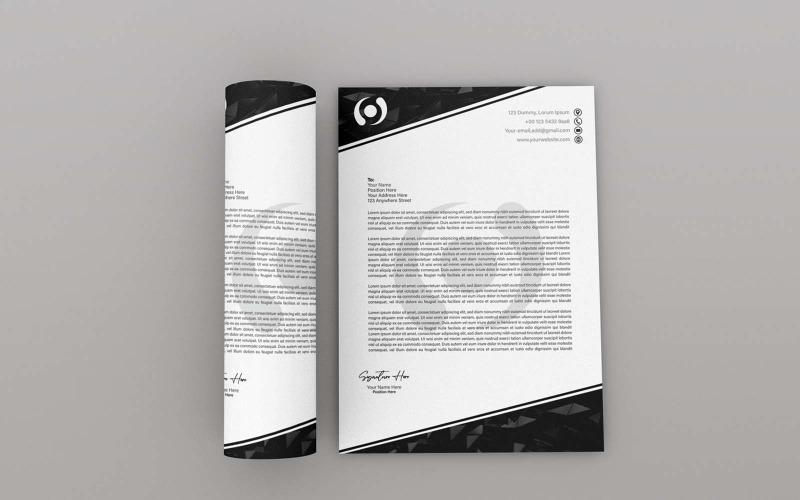 Kreativer schwarzer Luxus-Briefkopf – Corporate Identity