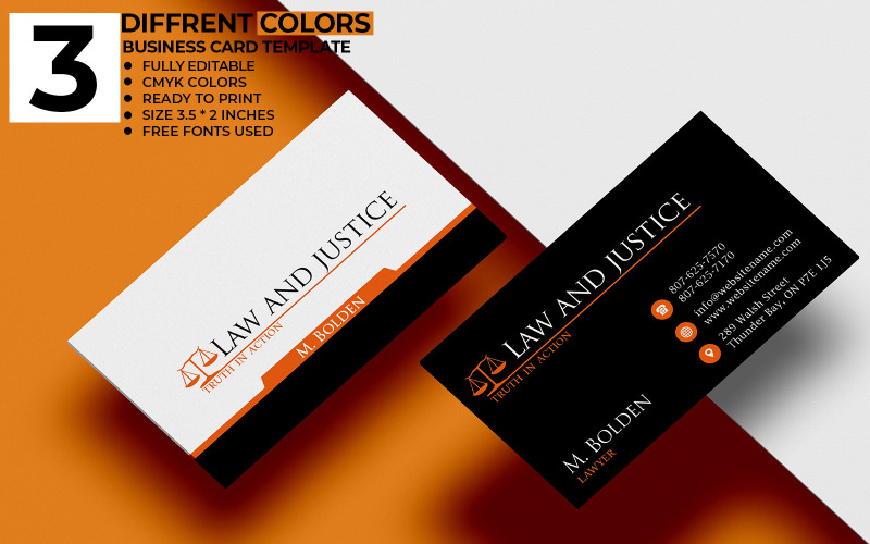Modèle de carte de visite créatif orange et noir