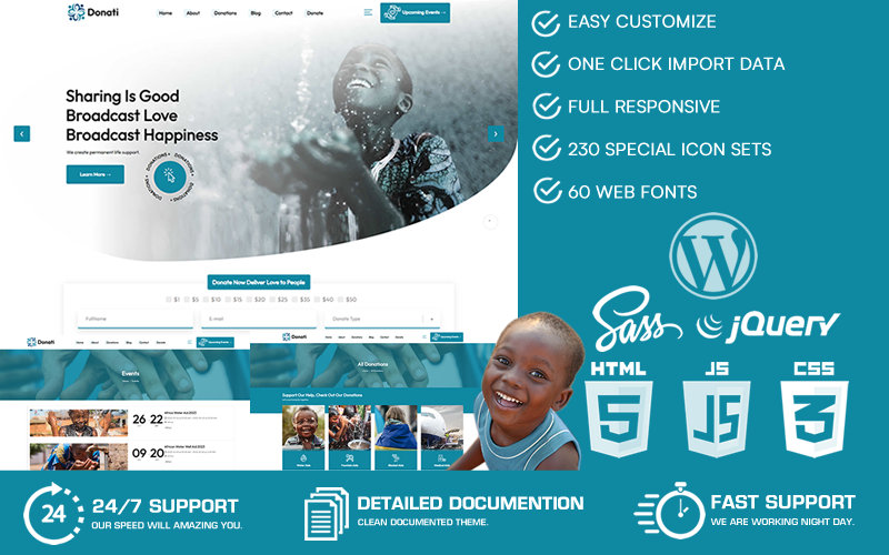 Donati – Jótékonysági és adományozási WordPress téma