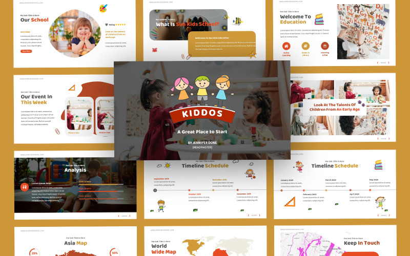 Kiddos Kindergarten School Шаблон PowerPoint