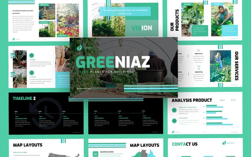 PowerPoint模板-绿色种植服务
