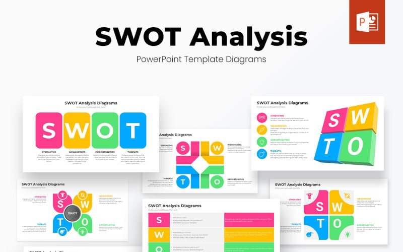Conception de modèle d'infographie PowerPoint d'analyse Swot