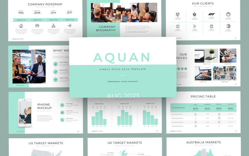 Aquan商业Pitch Deck主题演讲模板