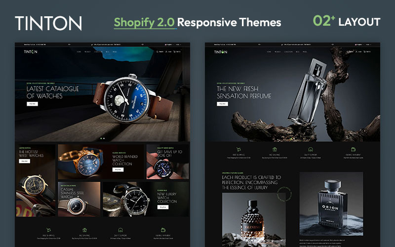 Tinton World - Tema premium multipropósito para Shopify 2.0 para relojes y perfumes