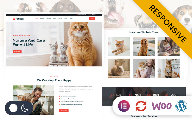 Petrazzi - Pets Care Service Elementor Адаптивна тема WordPress